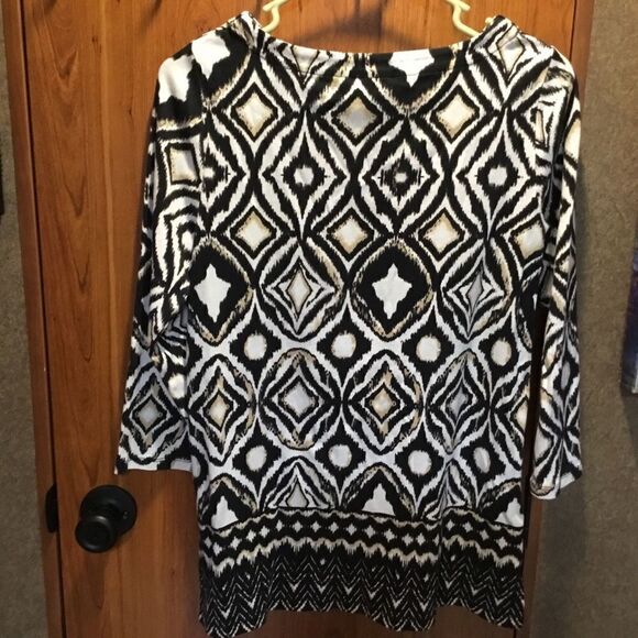 SALE BUY 2/$30. NWOT. Rafaella Brand Women’s Size M L/S IKAT Print Top - Picture 4 of 7